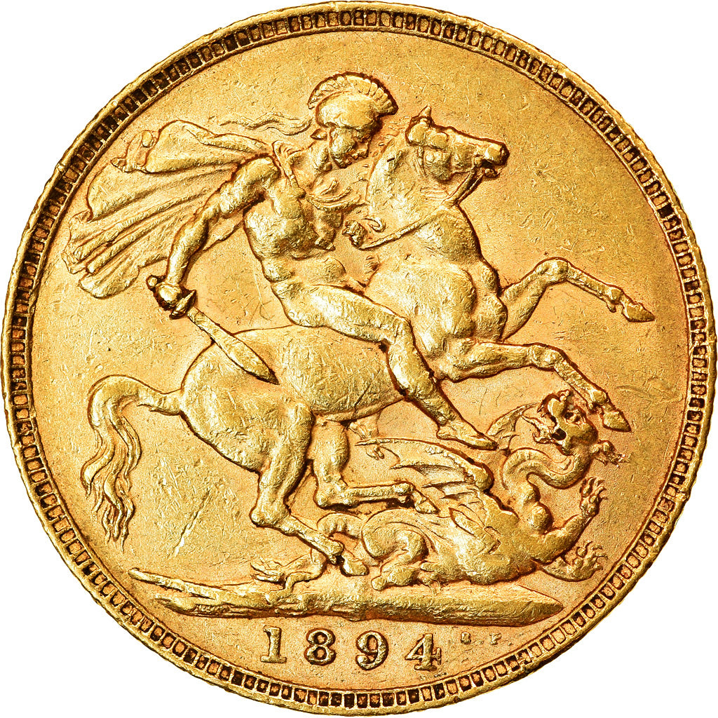 Coin, Great Britain, Victoria, Sovereign, 1894, EF(40-45), Gold, KM:785