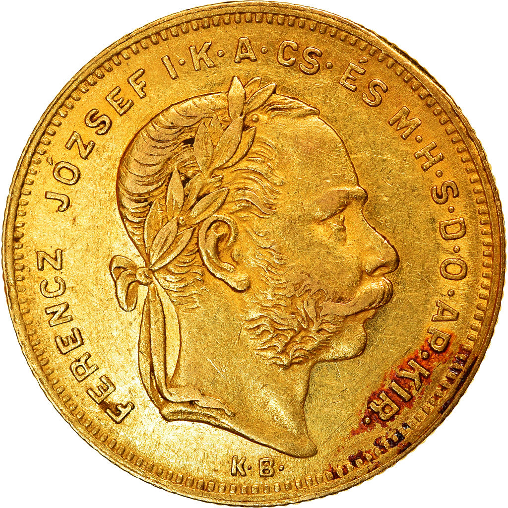 Monnaie, Hongrie, Franz Joseph I, 8 Forint 20 Francs, 1877, Kremnitz, TTB+, Or