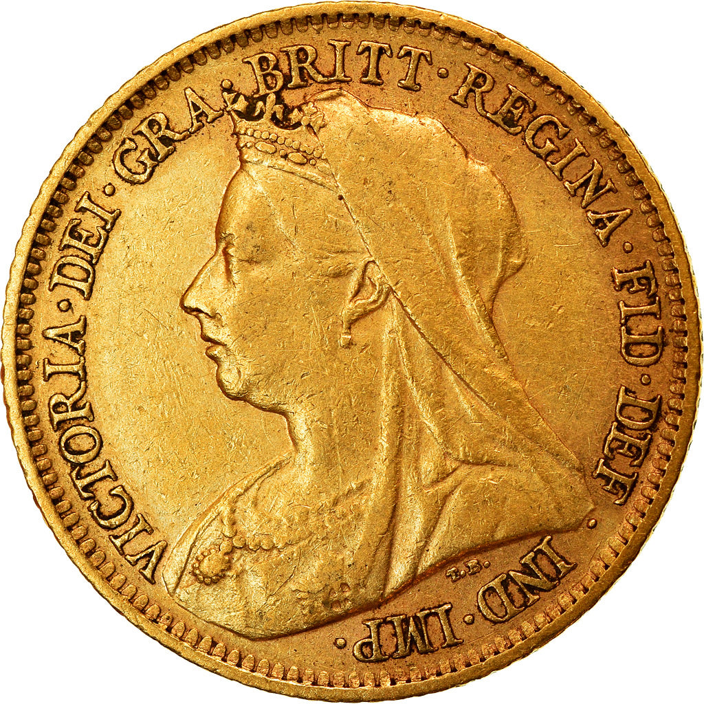 Moneta, Australia, Victoria, 1/2 Sovereign, 1900, Sydney, BB+, Oro, KM:12