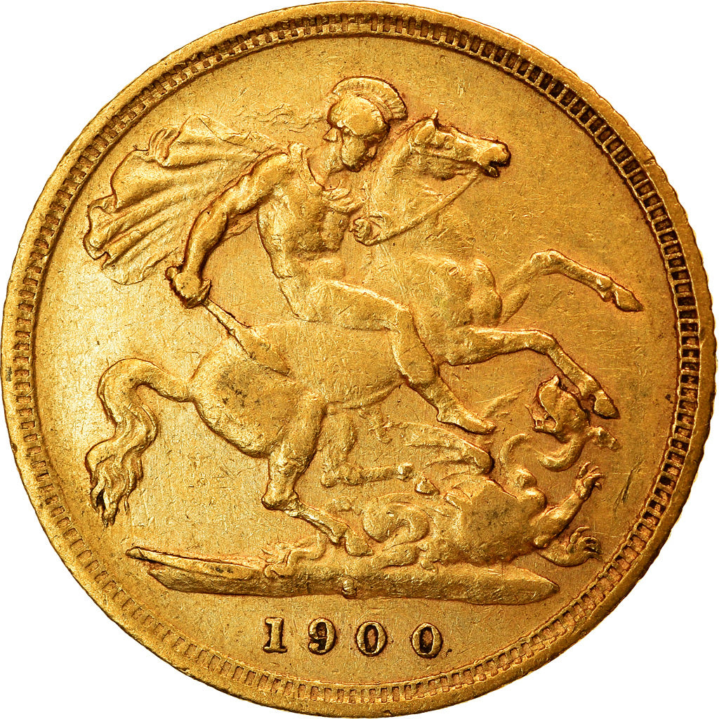 Moneta, Australia, Victoria, 1/2 Sovereign, 1900, Sydney, BB+, Oro, KM:12