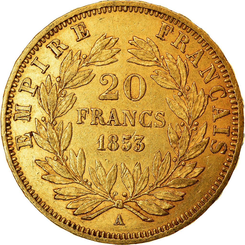 Moeda, França, Napoleon III, Napoléon III, 20 Francs, 1853, Paris, EF(40-45)