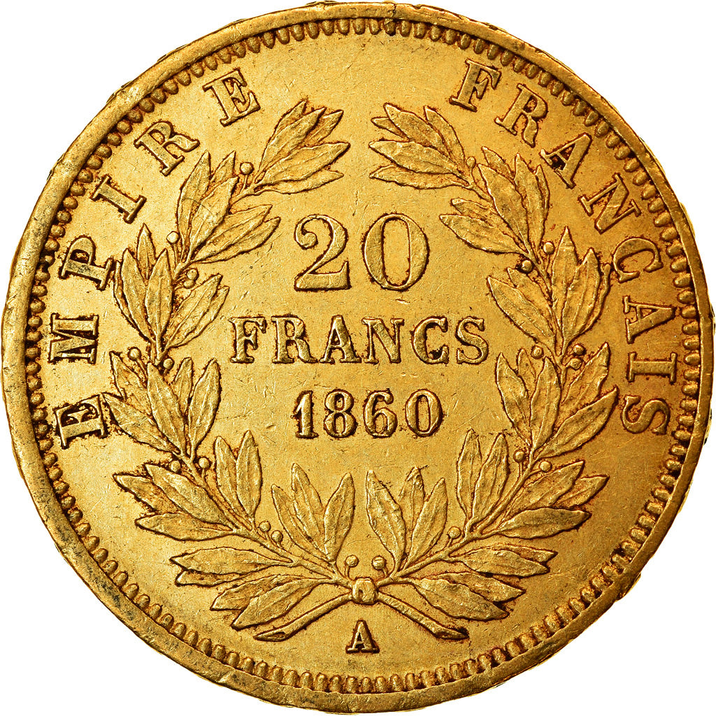 Moneta, Francja, Napoleon III, Napoléon III, 20 Francs, 1860/50, Paris