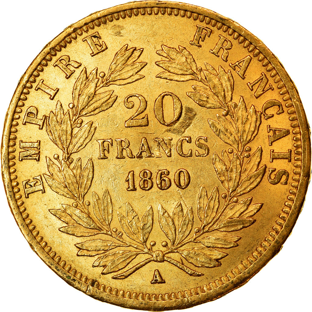 Moneda, Francia, Napoleon III, Napoléon III, 20 Francs, 1860/50, Paris, MBC+