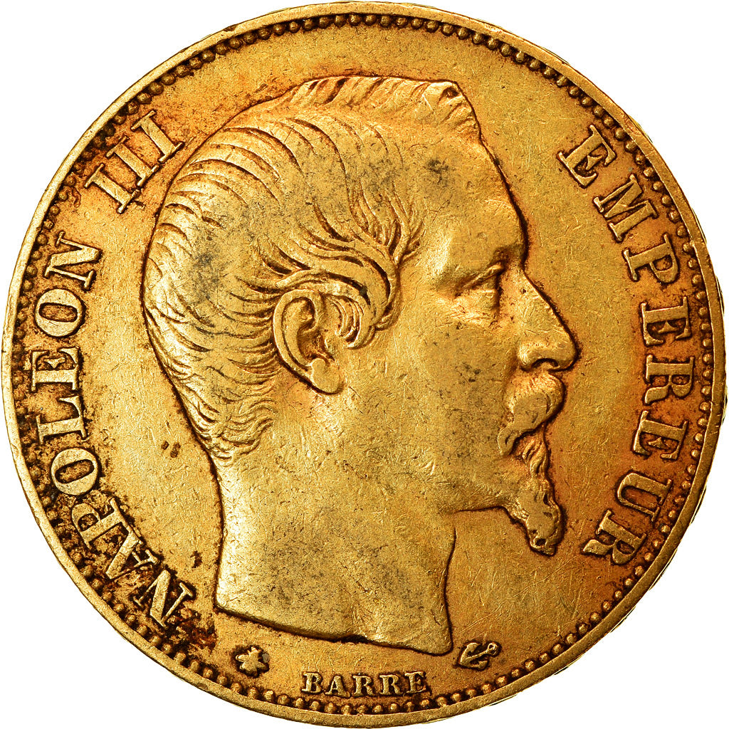 Moneta, Francia, Napoleon III, Napoléon III, 20 Francs, 1858, Strasbourg, BB
