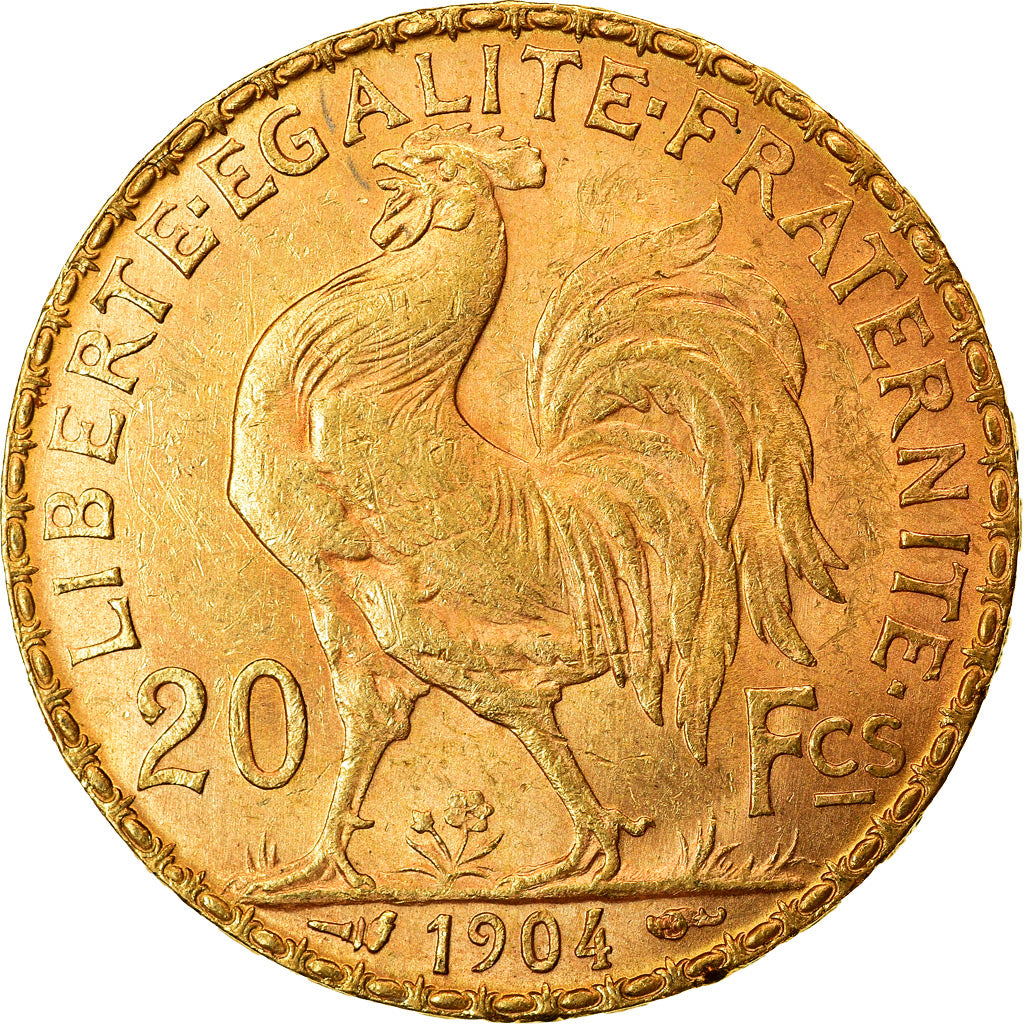 Moeda, França, Marianne, 20 Francs, 1904, Paris, AU(55-58), Dourado, KM:847