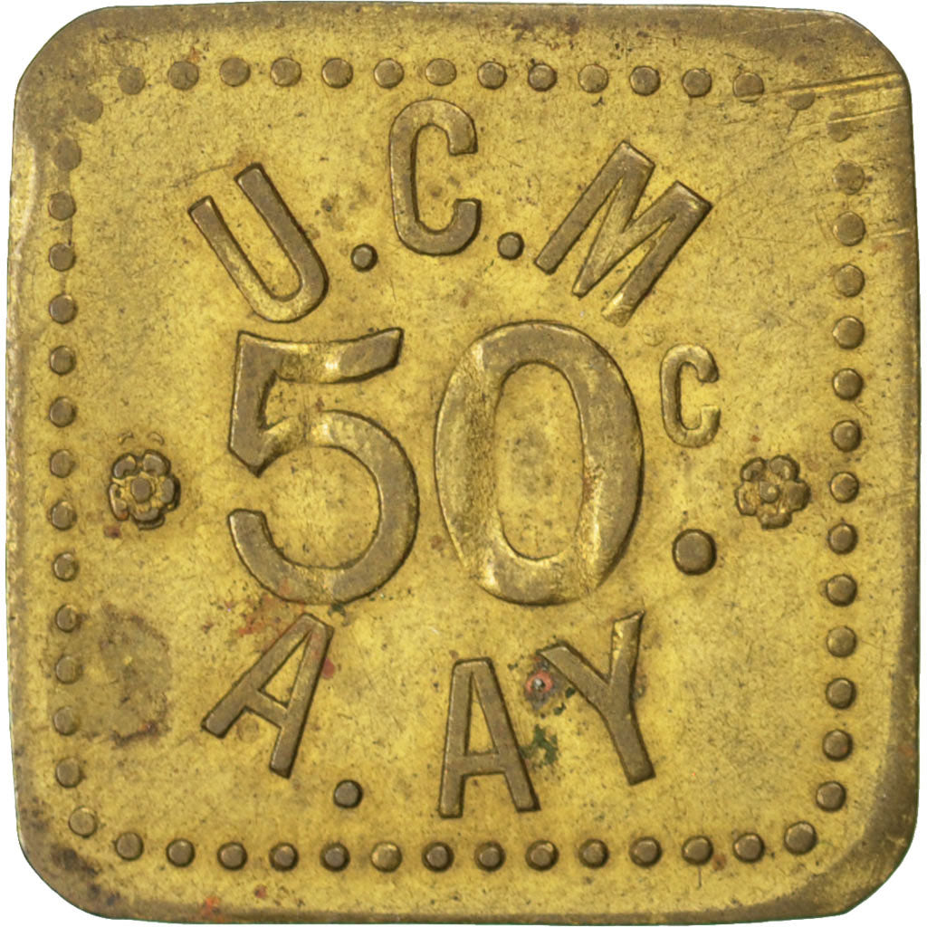 France, 50 Centimes, AU(50-53), Brass, Elie #10.3, 2.29