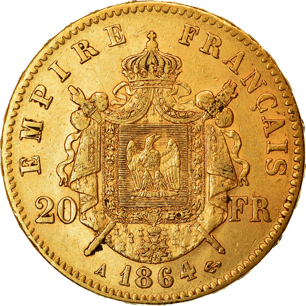 Monnaie, France, Napoleon III, 20 Francs, 1864, Paris, TTB+, Or, Gadoury:1062