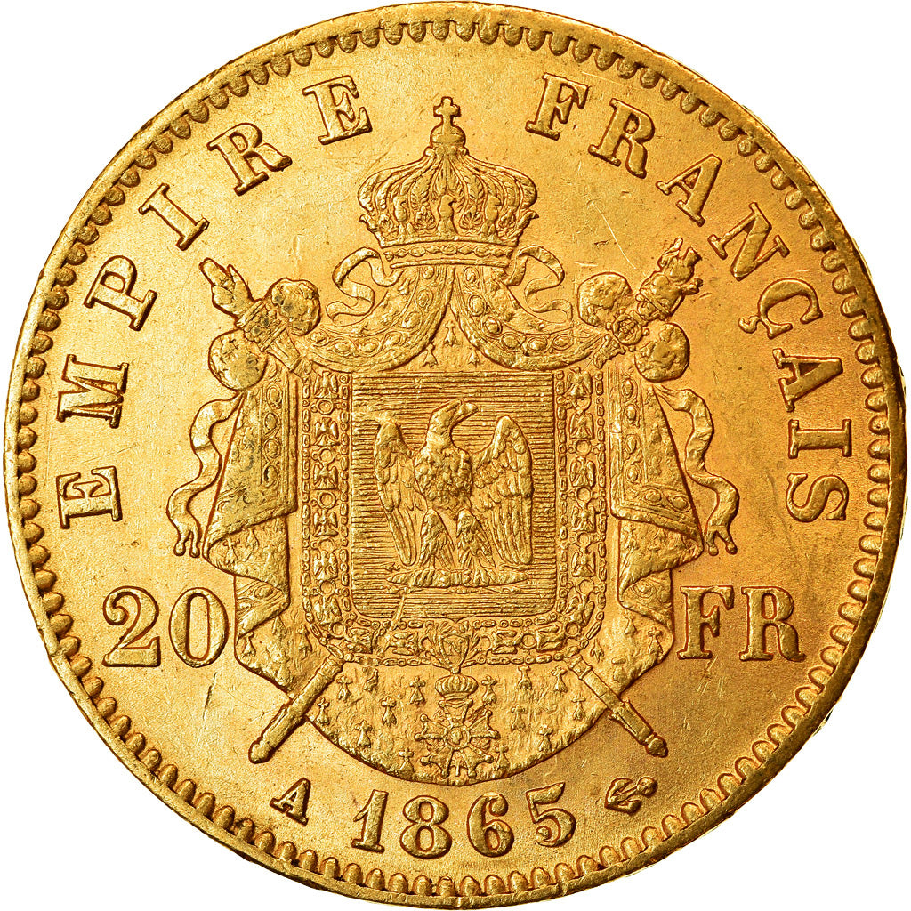 Moneda, Francia, Napoleon III, 20 Francs, 1865, Paris, EBC, Oro, KM:801.1