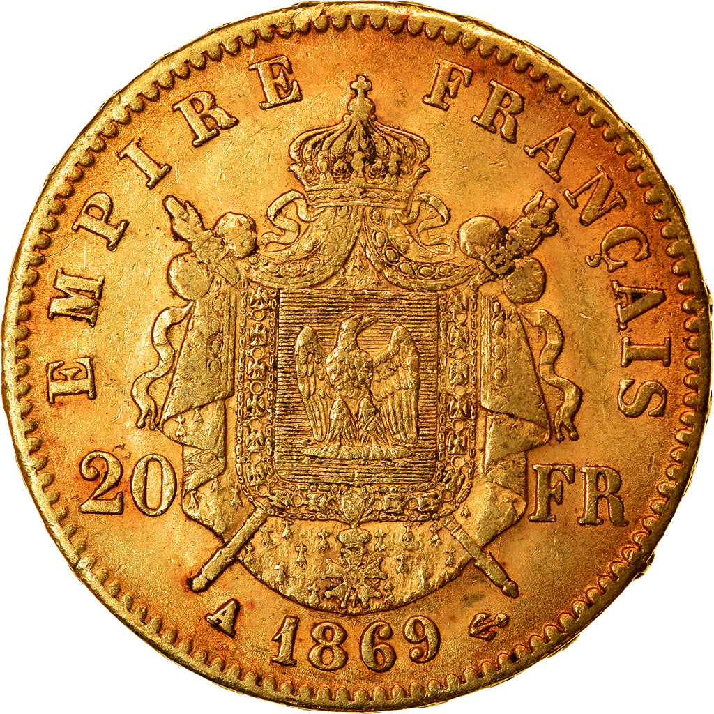Monnaie, France, Napoleon III, 20 Francs, 1869, Paris, TTB+, Or, Gadoury:1062