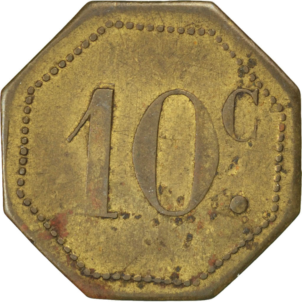 France, 10 Centimes, VF(30-35), Brass, Elie #manque, 2.39