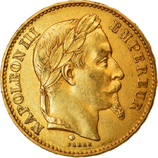 Moneda, Francia, Napoleon III, Napoléon III, 20 Francs, 1870, Paris, MBC+, Oro