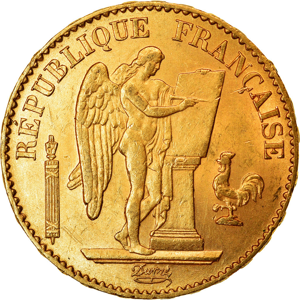 Moneta, Francja, Génie, 20 Francs, 1886, Paris, AU(55-58), Złoto, KM:825