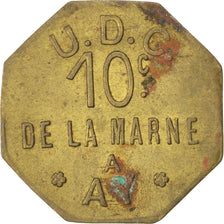 Moneda, Francia, 10 Centimes, BC+, Latón, Elie:manque