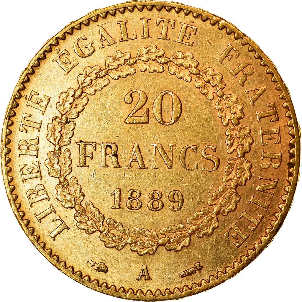 Munten, Frankrijk, Génie, 20 Francs, 1889, Paris, ZF+, Goud, KM:825