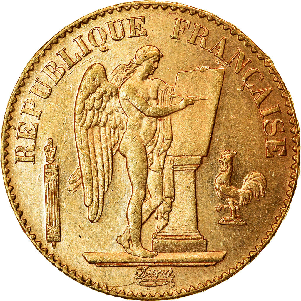 Moneta, Francja, Génie, 20 Francs, 1890, Paris, AU(55-58), Złoto, KM:825