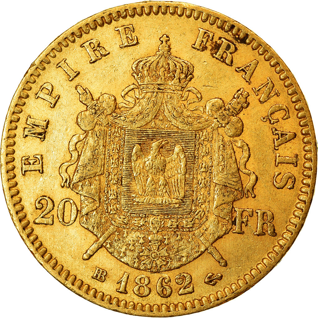Monnaie, France, Napoleon III, Napoléon III, 20 Francs, 1862, Strasbourg, SUP