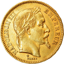 Moeda, França, Napoleon III, 20 Francs, 1865, Strasbourg, AU(55-58), Dourado