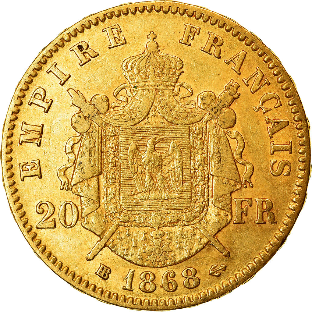 Moneta, Francja, Napoleon III, Napoléon III, 20 Francs, 1868, Strasbourg