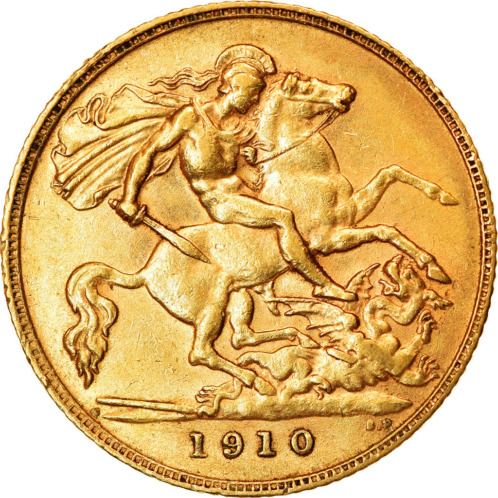 Coin, Great Britain, Edward VII, 1/2 Sovereign, 1910, MS(60-62), Gold, KM:804