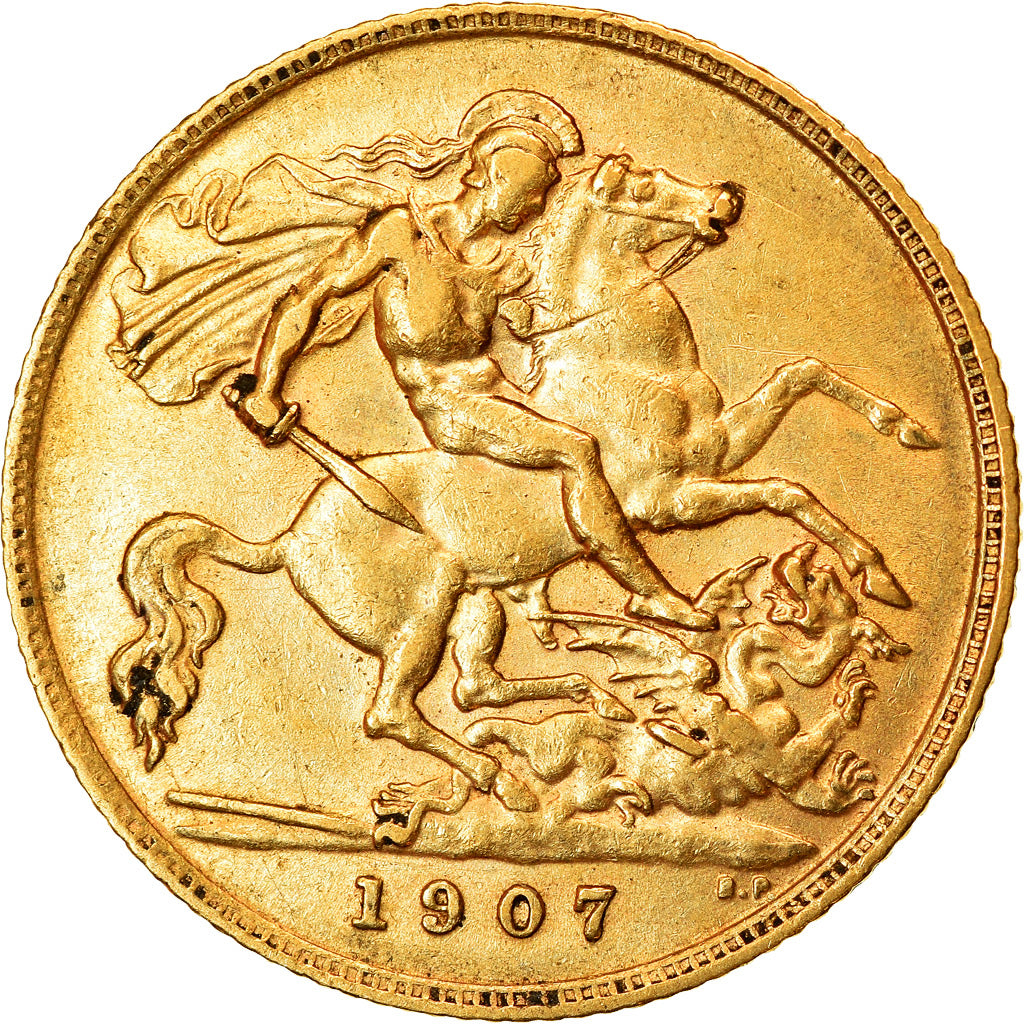 Coin, Great Britain, Edward VII, 1/2 Sovereign, 1907, EF(40-45), Gold, KM:804