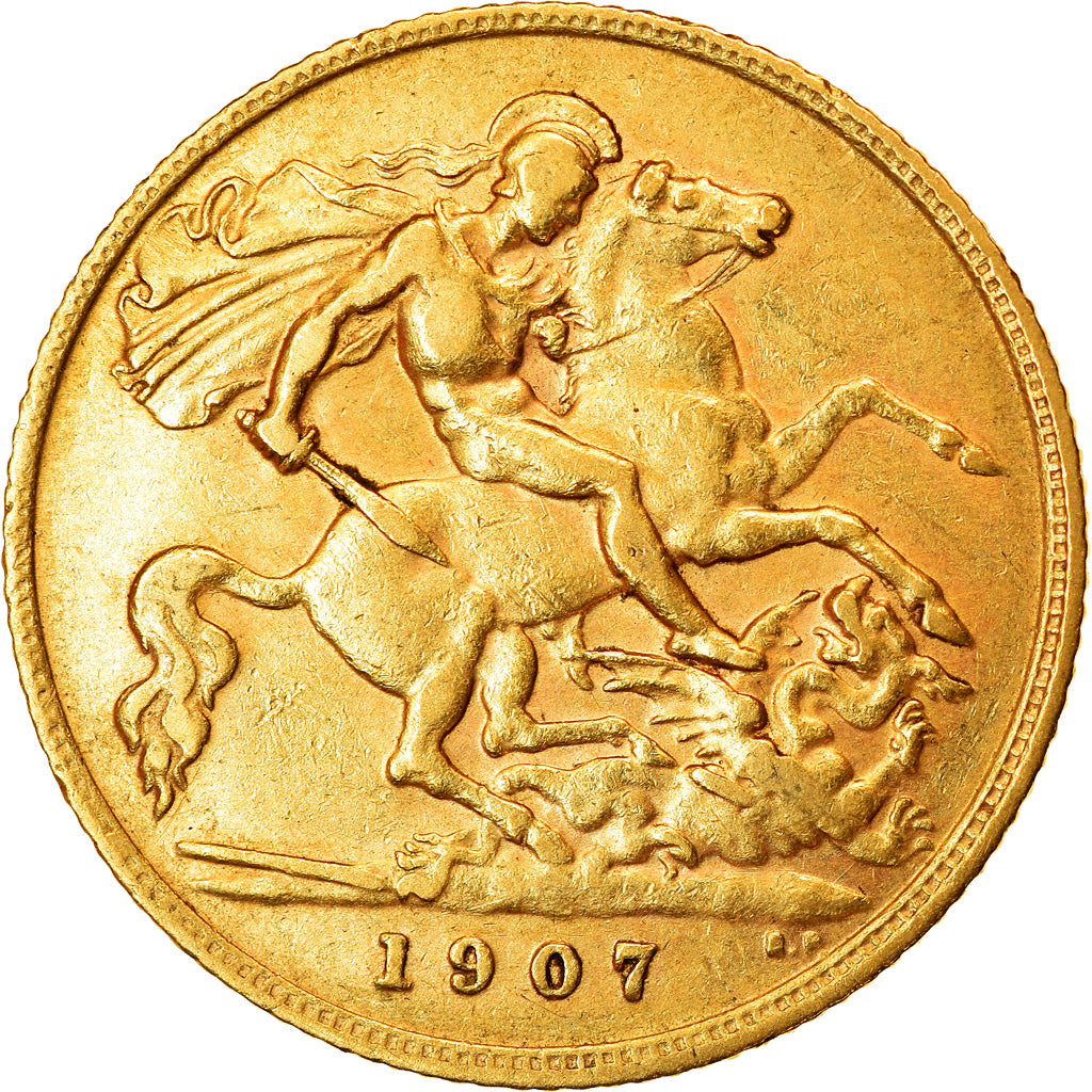 Coin, Great Britain, Edward VII, 1/2 Sovereign, 1907, AU(50-53), Gold, KM:804