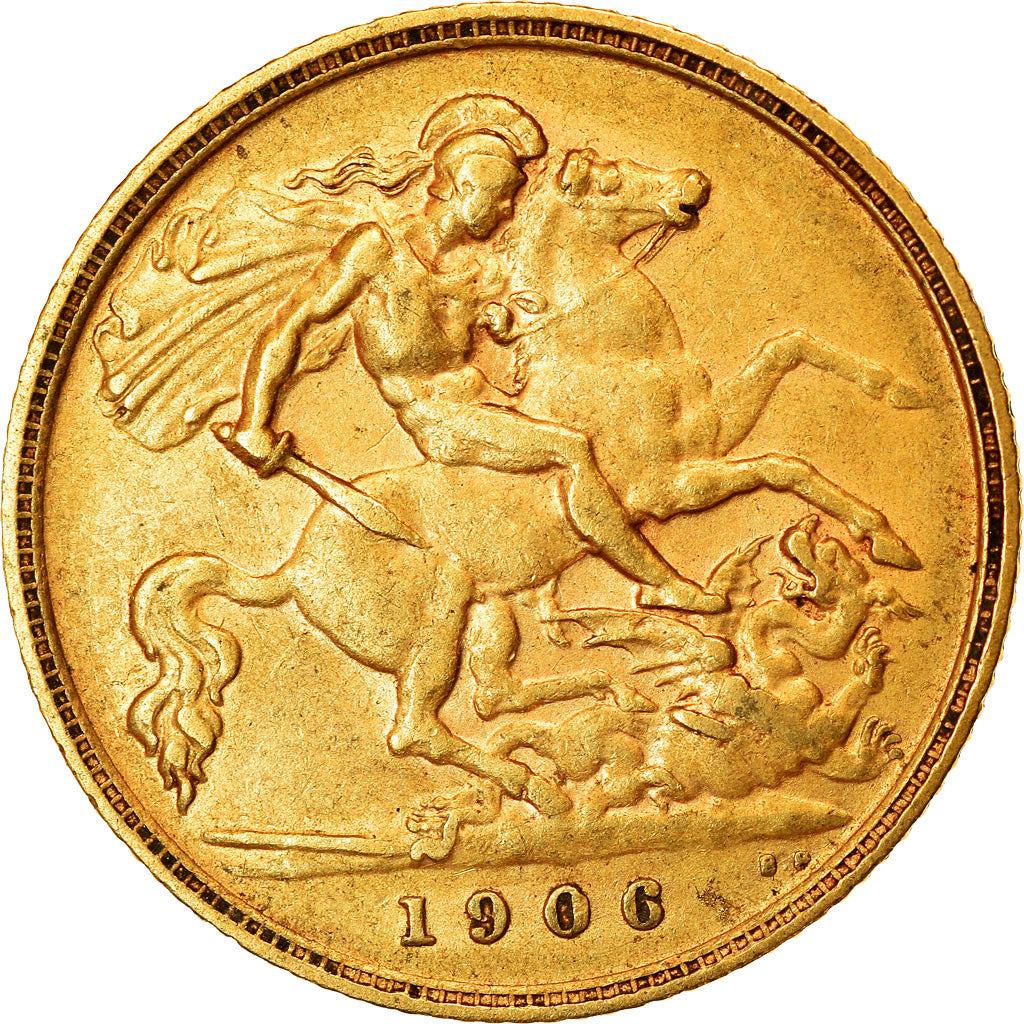 Coin, Great Britain, Edward VII, 1/2 Sovereign, 1906, EF(40-45), Gold, KM:804