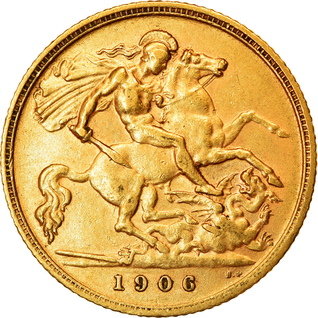 Coin, Great Britain, Edward VII, 1/2 Sovereign, 1906, AU(50-53), Gold, KM:804