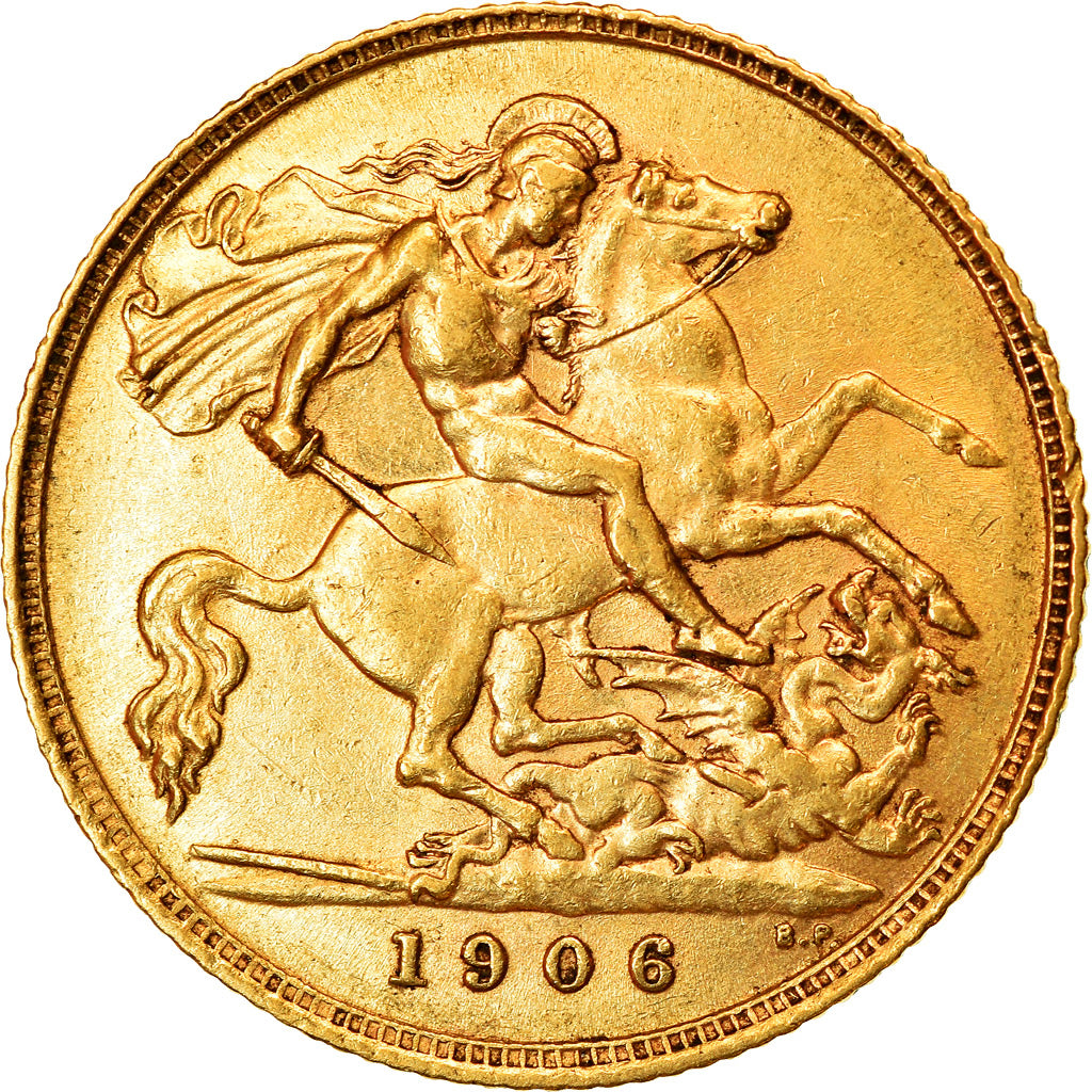 Coin, Great Britain, Edward VII, 1/2 Sovereign, 1906, AU(55-58), Gold, KM:804