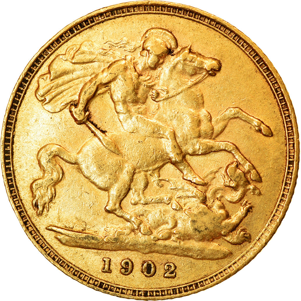 Coin, Great Britain, Edward VII, 1/2 Sovereign, 1902, AU(50-53), Gold, KM:804