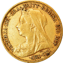Monnaie, Grande-Bretagne, Victoria, 1/2 Sovereign, 1901, Londres, TTB+, Or