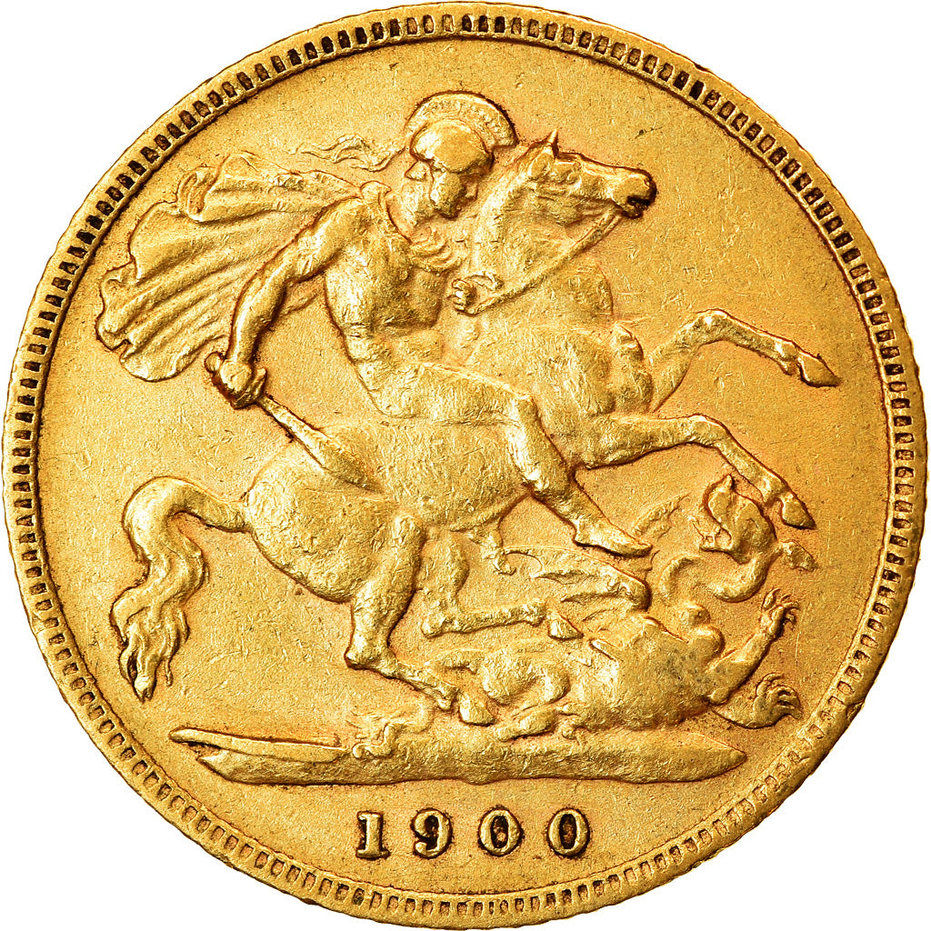 Monnaie, Grande-Bretagne, Victoria, 1/2 Sovereign, 1900, Londres, TTB, Or
