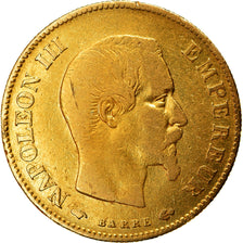 Moneda, Francia, Napoleon III, 10 Francs, 1860, Paris, BC+, Oro, KM 784.3