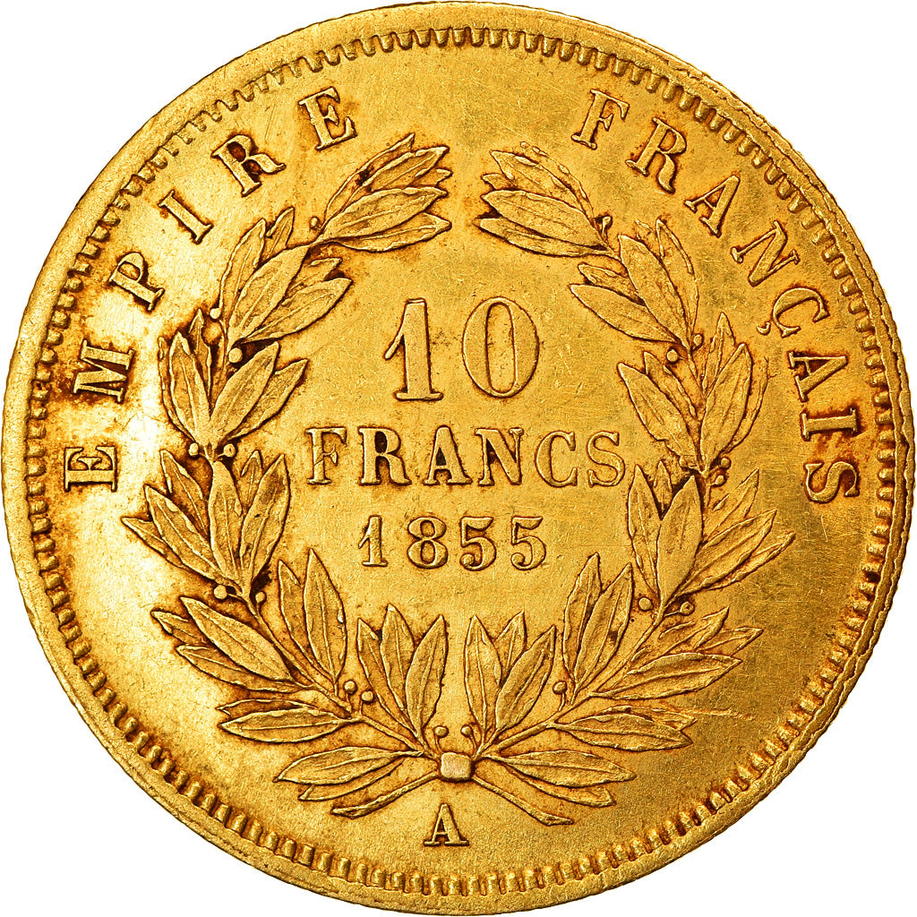 Moneta, Francja, Napoleon III, Napoléon III, 10 Francs, 1855, Paris, AU(50-53)