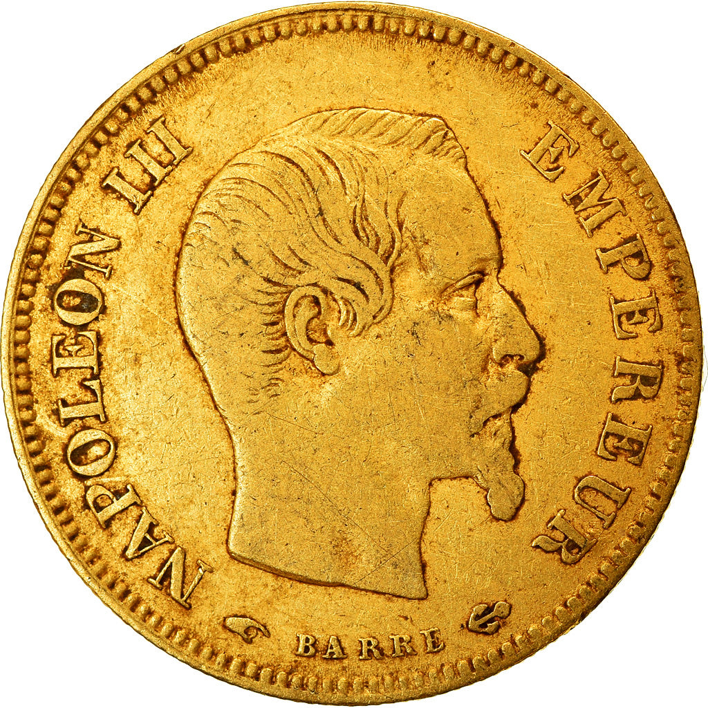 Moneta, Francja, Napoleon III, Napoléon III, 10 Francs, 1858, Paris, VF(30-35)