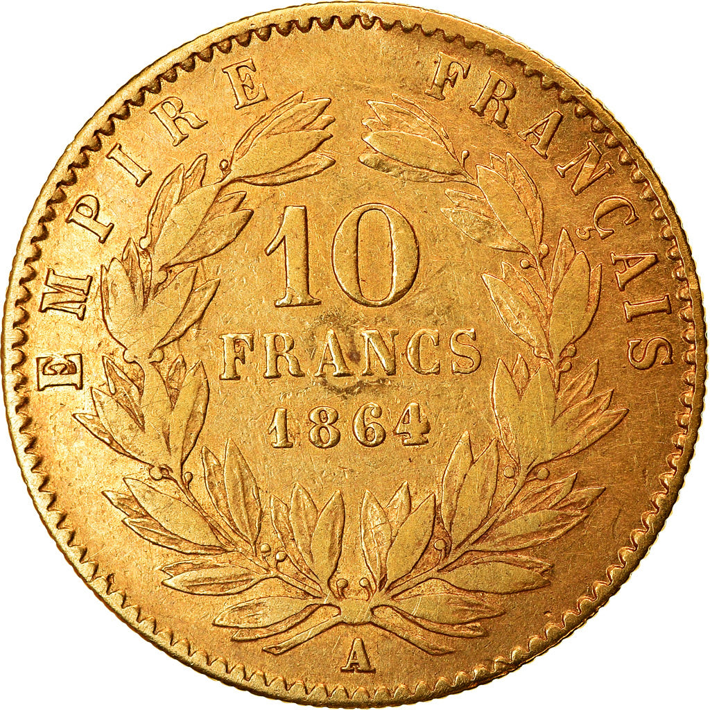 Moeda, França, Napoleon III, Napoléon III, 10 Francs, 1864, Paris, EF(40-45)