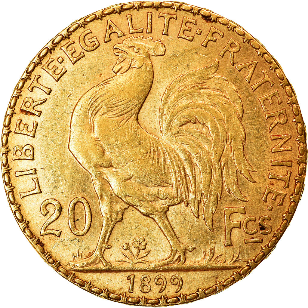 Moneda, Francia, Marianne, 20 Francs, 1899, Paris, MBC+, Oro, KM:847