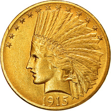 Moneta, USA, Indian Head, $10, Eagle, 1915, U.S. Mint, Philadelphia, AU(50-53)
