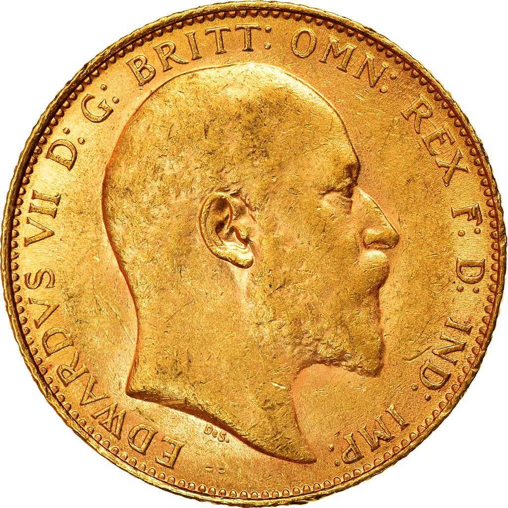 Coin, Great Britain, Edward VII, Sovereign, 1907, London, AU(55-58), Gold