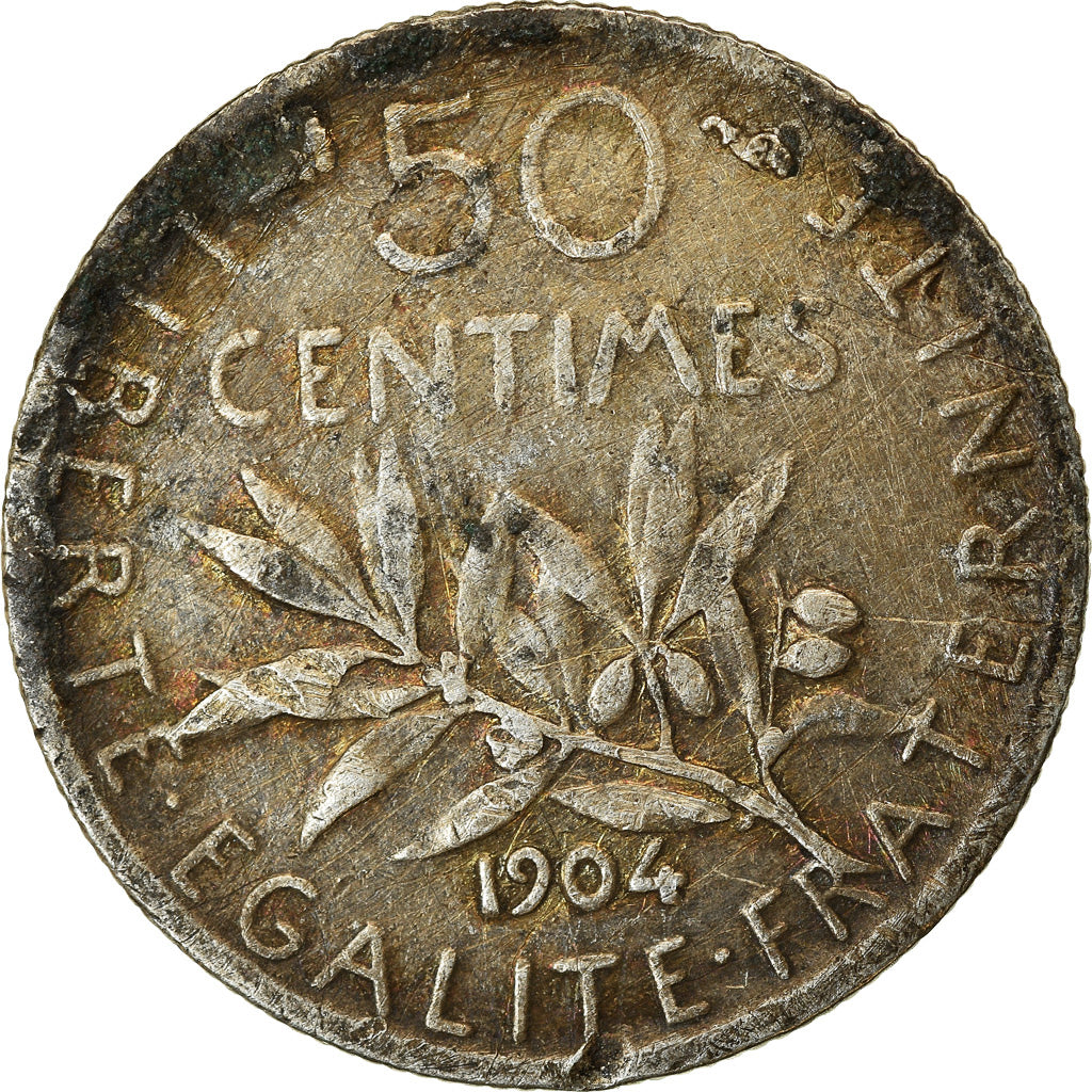 Coin, France, Semeuse, 50 Centimes, 1904, Paris, VF(30-35), Silver, KM:854