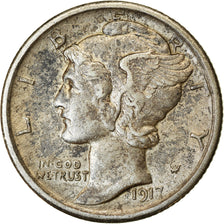 Moeda, Estados Unidos da América, Mercury Dime, Dime, 1917, U.S. Mint
