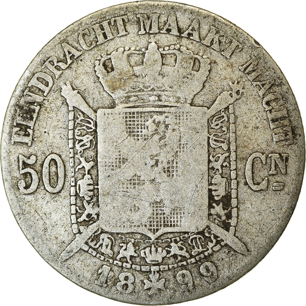 Moneta, Belgio, Leopold II, 50 Centimes, 1899, MB, Argento, KM:26