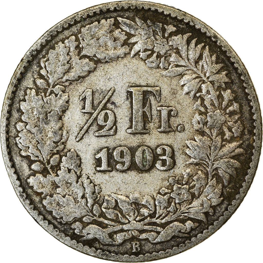 Moneta, Svizzera, 1/2 Franc, 1903, Bern, MB, Argento, KM:23