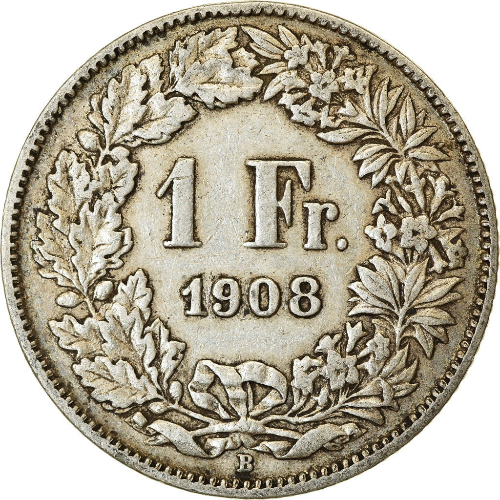 Münze, Schweiz, Franc, 1908, Bern, S+, Silber, KM:24