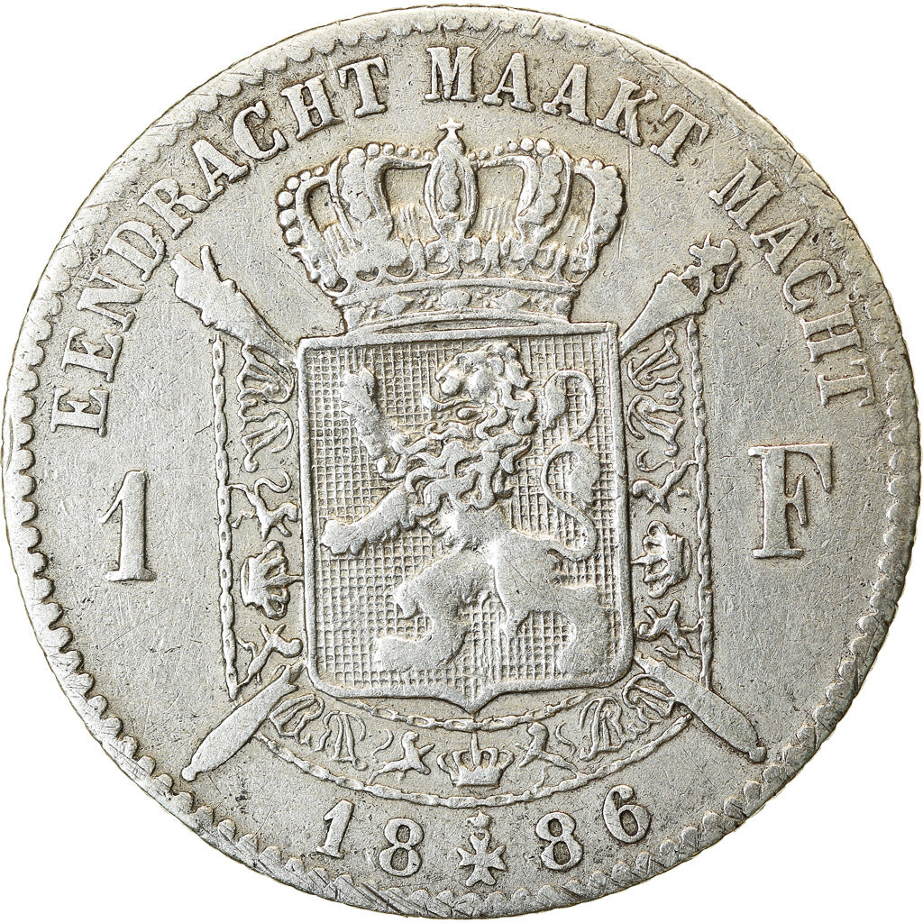 Moneta, Belgio, Leopold II, Franc, 1886, MB, Argento, KM:29.1