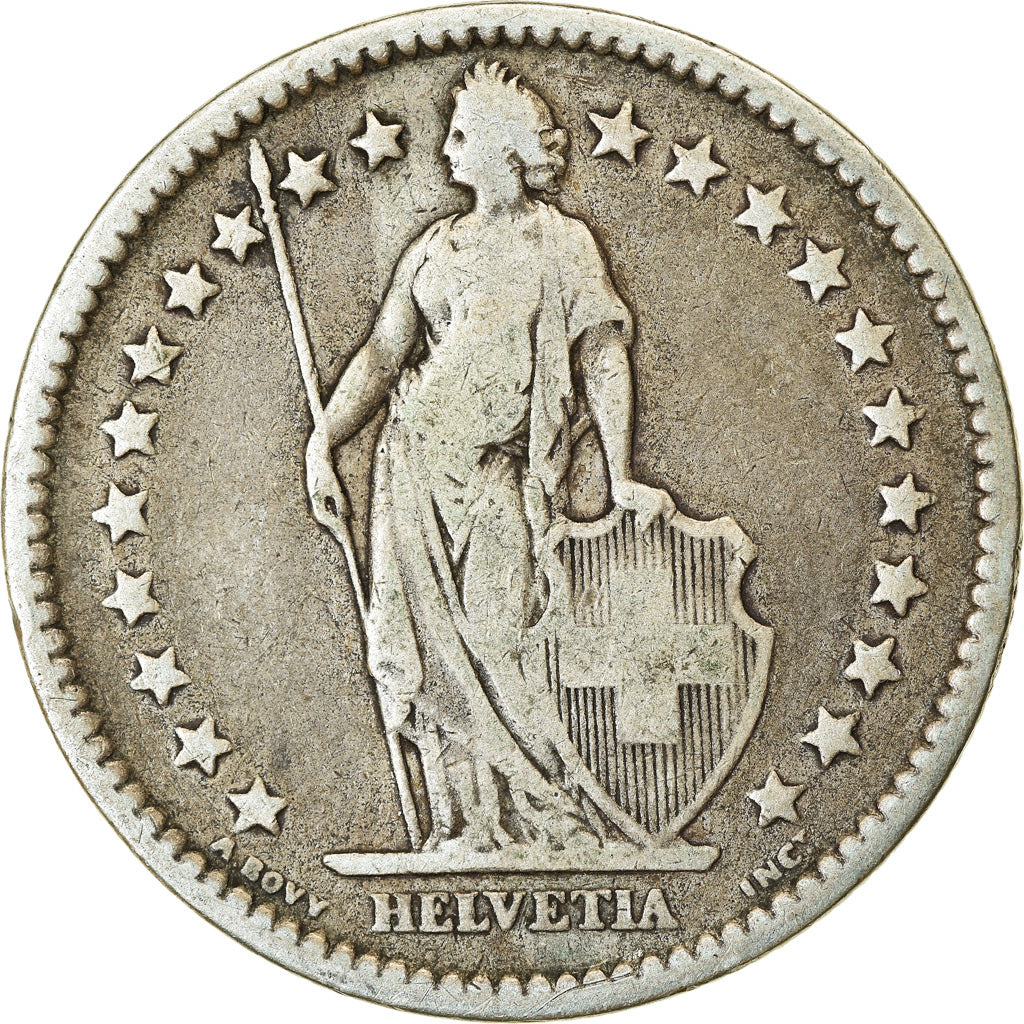 Moneta, Svizzera, 2 Francs, 1878, Bern, MB, Argento, KM:21