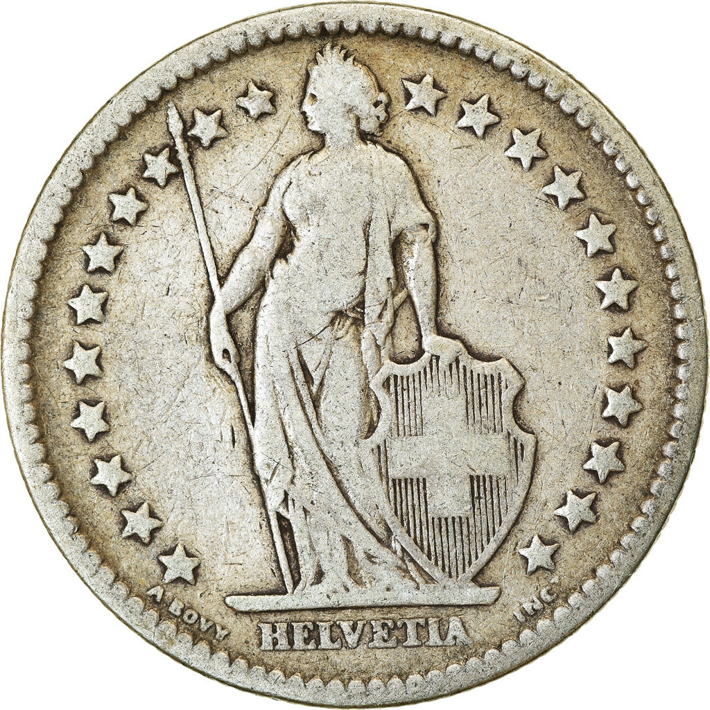 Coin, Switzerland, 2 Francs, 1878, Bern, VF(20-25), Silver, KM:21