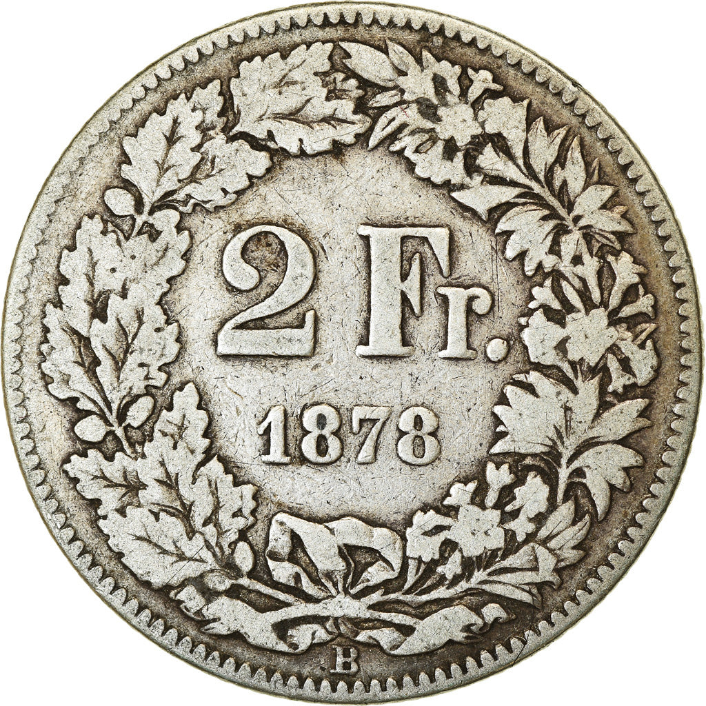 Coin, Switzerland, 2 Francs, 1878, Bern, VF(20-25), Silver, KM:21