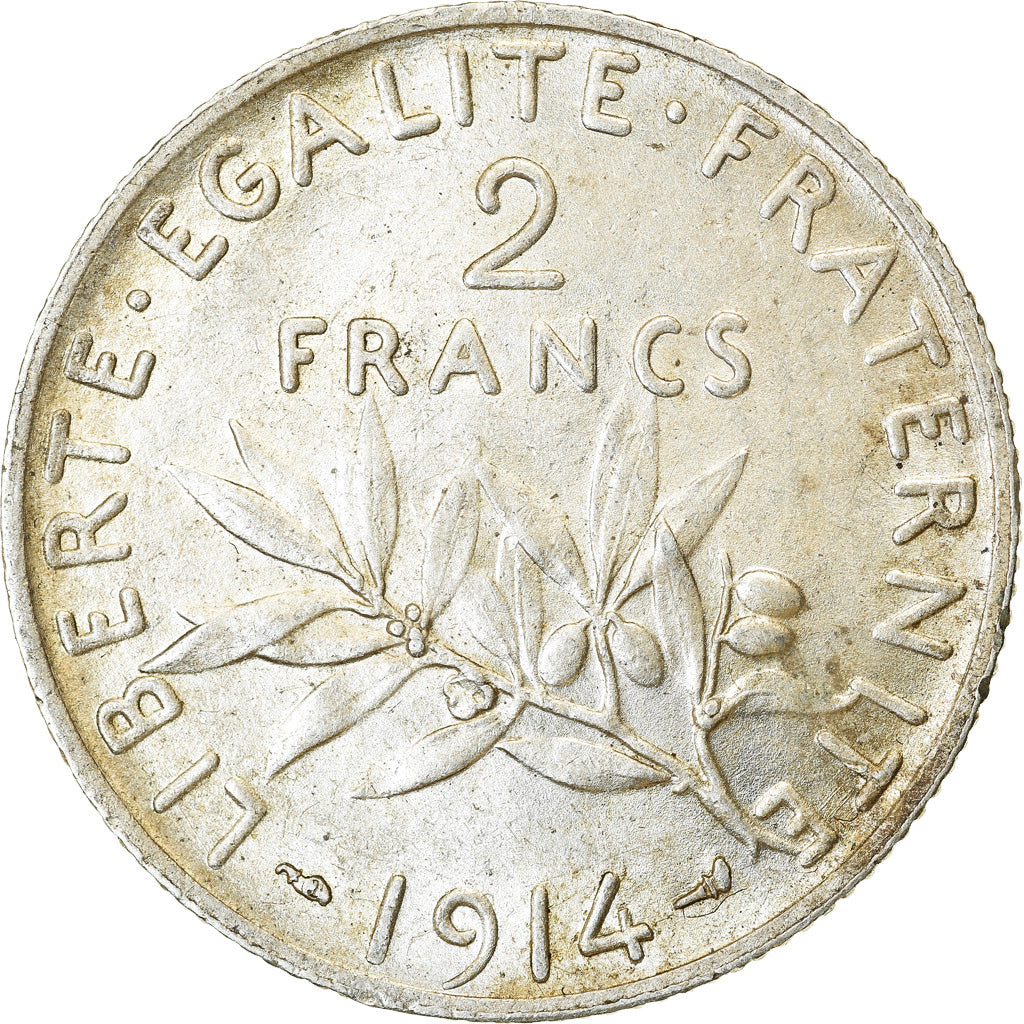 Moneta, Francia, Semeuse, 2 Francs, 1914, Paris, BB+, Argento, KM:845.1