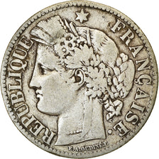 Moneta, Francia, Cérès, 2 Francs, 1871, Paris, MB+, Argento, KM:817.1