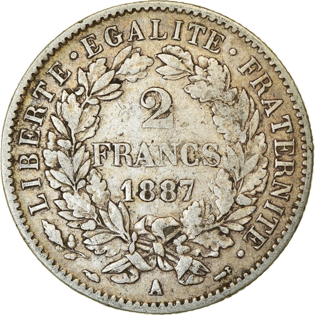 Monnaie, France, Cérès, 2 Francs, 1887, Paris, TB+, Argent, Gadoury:530a